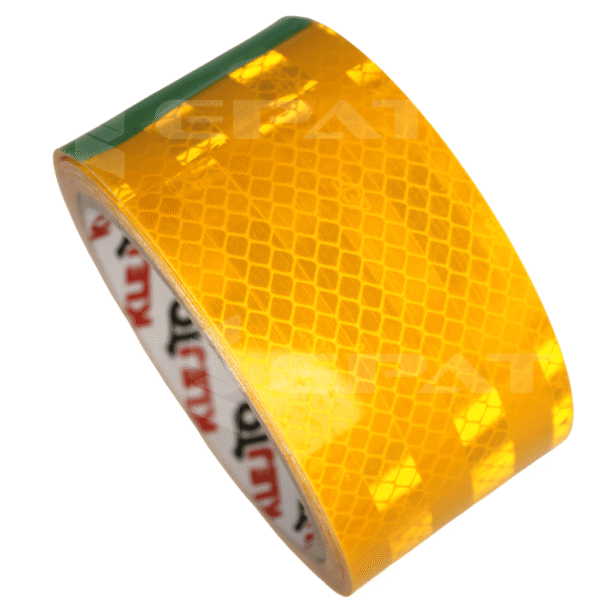 Taśma odblaskowa żółta Epat T030. Naklejane taśmy odblaskowe. Taśmy pryzmatyczne.