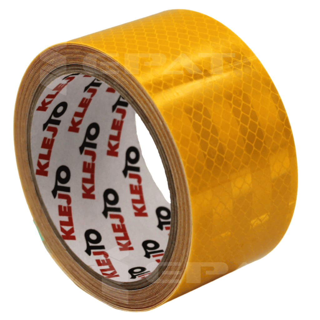 Taśma odblaskowa żółta Epat T030. Naklejane taśmy odblaskowe. Taśmy pryzmatyczne.