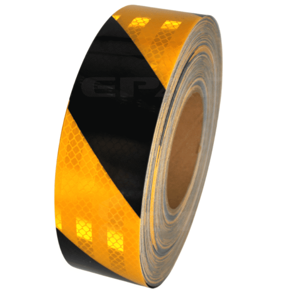 Taśma odblaskowa żółto-czarna Epat T040. Taśma odblaskowa ostrzegawcza.