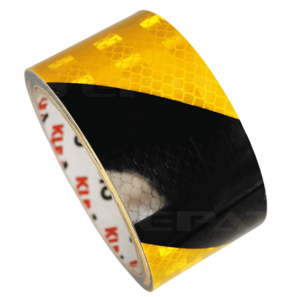 Taśma odblaskowa żółto-czarna Epat T040. Taśma odblaskowa ostrzegawcza.