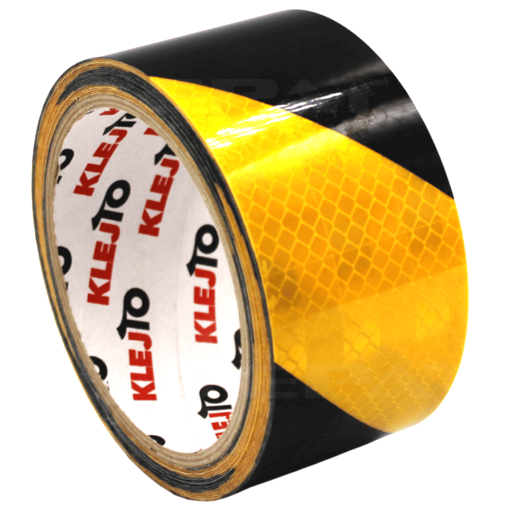 Taśma odblaskowa żółto-czarna Epat T040. Taśma odblaskowa ostrzegawcza.